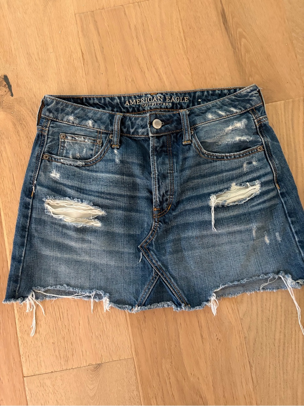 American Eagle Distressed Denim Mini Skirt - US6